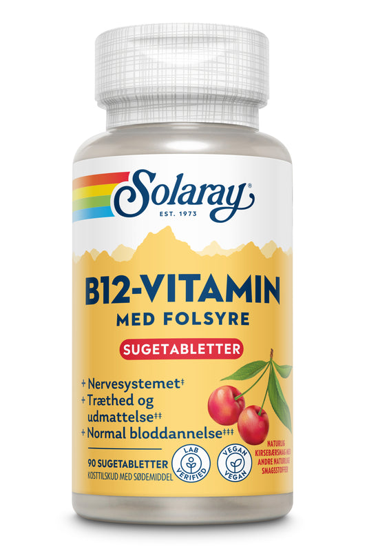 Solaray B12-vitamin m. Folsyre 90 tab. sugetablet
