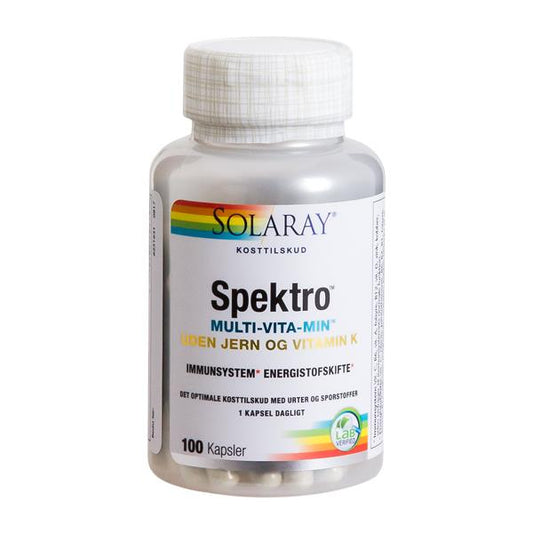 Spektro Multivitamin u. jern og K 100 kaps. UDLØB 11/25