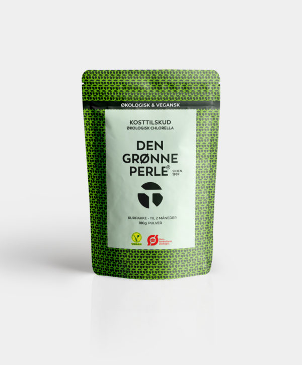 Se Chlorella - Den grønne perle instant - 160 gram hos Helsegrossisten.dk