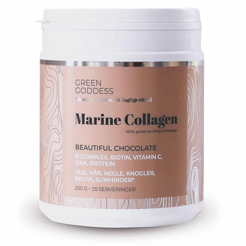 Billede af Green Goddess Marine Collagen Chokolade 250g hos Helsegrossisten.dk