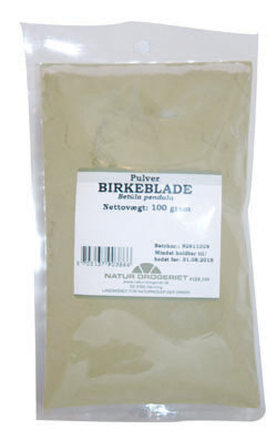 Se ND Birkeblade pulver &bull; 100 g. hos Helsegrossisten.dk