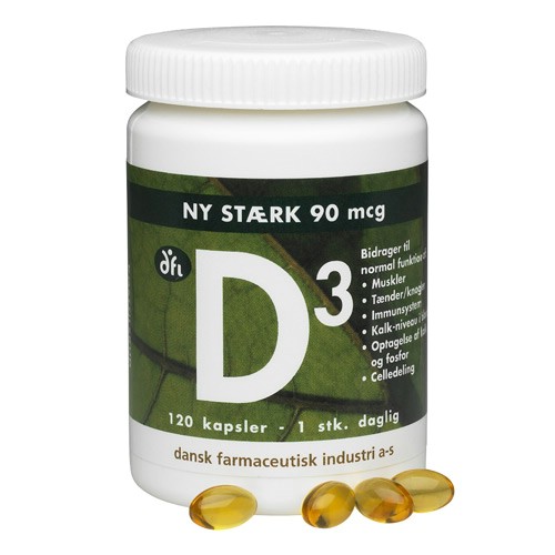 Se Grønne Vitaminer D3-vitamin 90 mcg 120 kapsler hos Helsegrossisten.dk