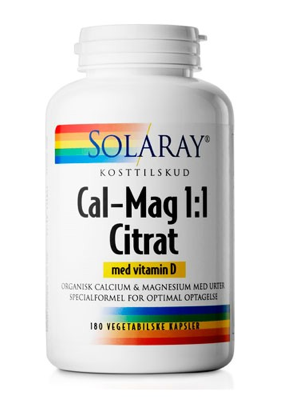 Solaray Cal-Mag Citrat m. D-vitamin 180 kaps.