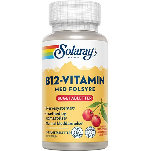 Solaray B12-vitamin m. Folsyre 90 tab. sugetablet