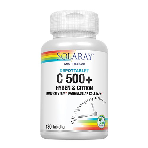 Billede af Solaray C-Vitamin C500+ Hyben & Citron 180 tabletter hos Helsegrossisten.dk