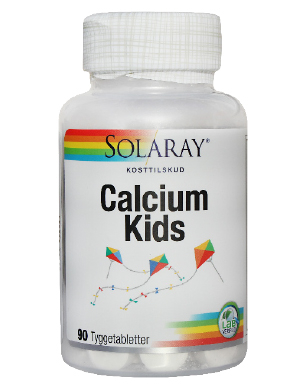 Se Calcium Kids tygge m.10 mcg D, frugtsmag - 90 tabletter hos Helsegrossisten.dk