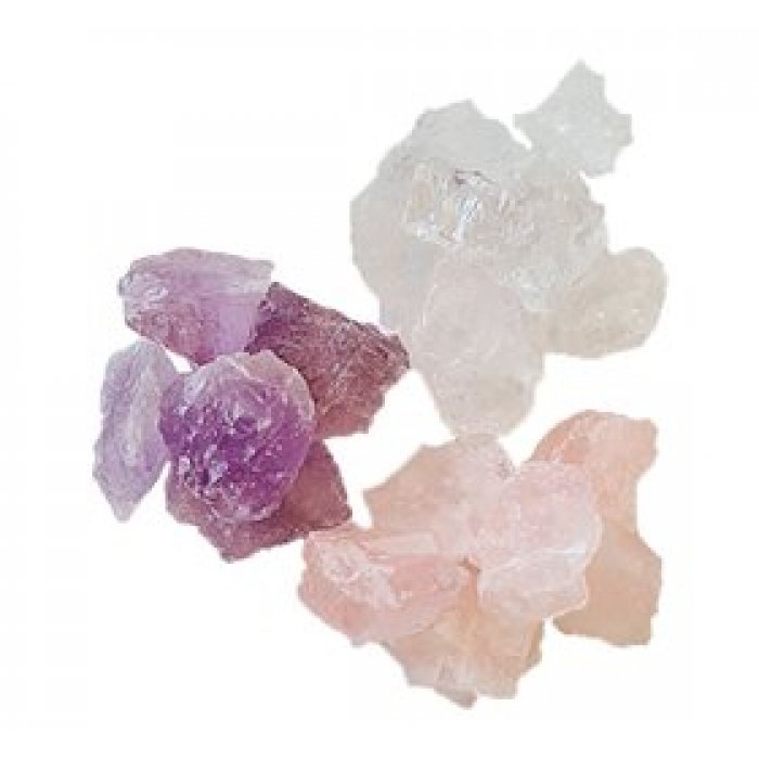 NatureSource Golden Triangle Krystalpakke Rosakvarts, ametyst & bjergkrystal • 600g.