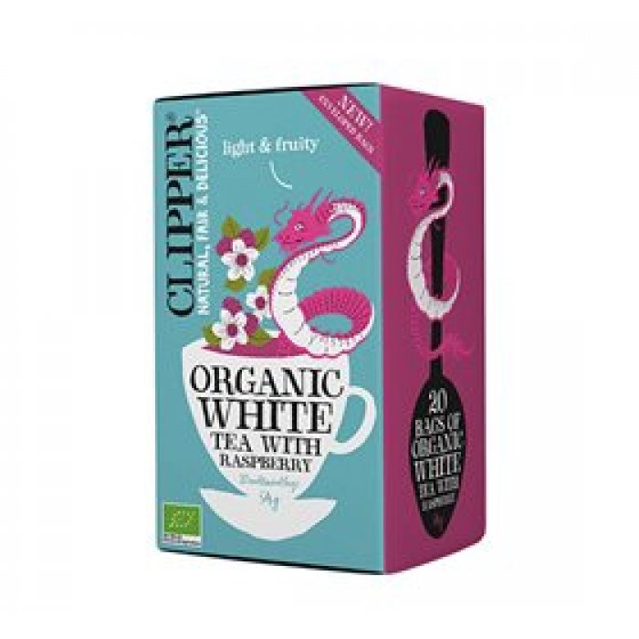 Clipper Hvid Te m. Hindbær Ø 20br.