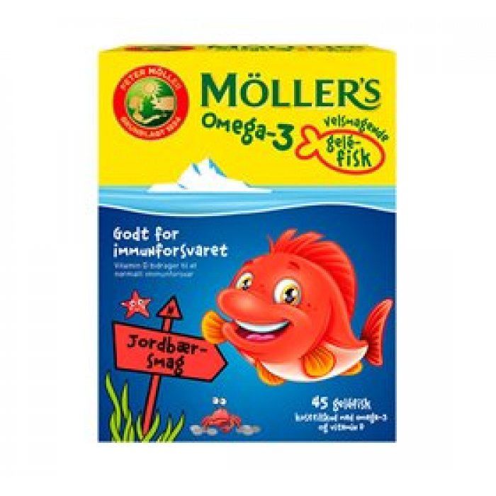 Orkla Møllers Omega-3 fisk Jordbær • 45 GUM.