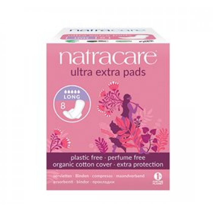 Natracare bind LONG ultra extra m. vinger 8 stk. DATO 16/9-2025