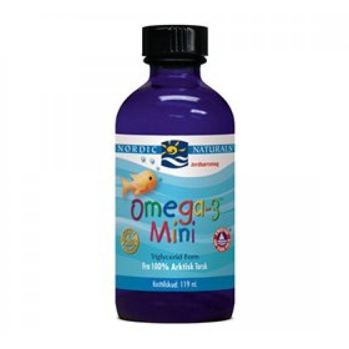 Nordic Naturals Omega 3 mini m. jordbærsmag 119ml.