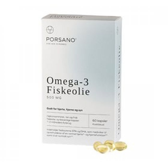 Porsano Omega-3 Fiskeolie 60 kapsler 