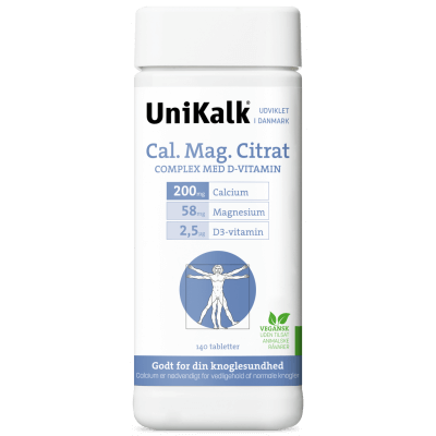 UniKalk Cal-Mag-Citrat 140 tab. BEDST FØR 01/2026