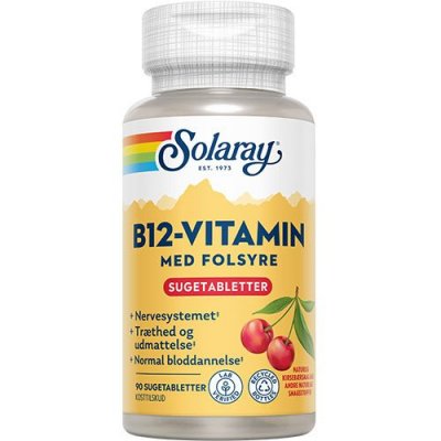 Solaray B12-vitamin m. Folsyre 90 tab. sugetablet