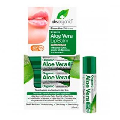 Dr. Organic Lip balm Aloe Vera 5 ml.