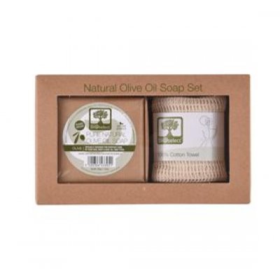Bioselect Gavesæt Handmade Olive Oil Soap+Exfoliating 100%cotton 