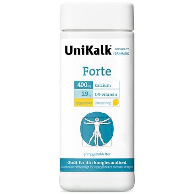 Orkla UniKalk Forte tyggetablet m. citrussmag 90 tab.- UDLØB 02/26