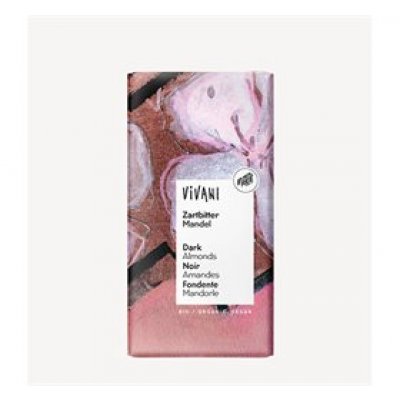 Vivani økologisk mørk chokolade med hele mandler. 80g.