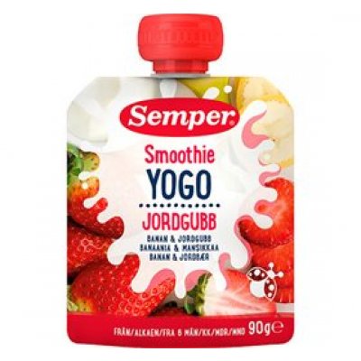 YOGO Smoothie med banan & jordbær fra 6 mdr. 90g.
