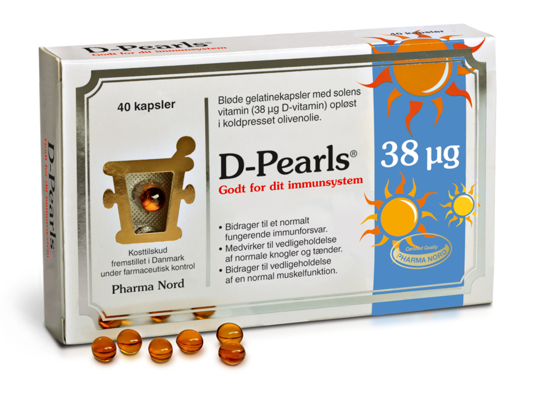 Se Pharma Nord D-Pearls 38 µg- (40 tabletter) hos Helsegrossisten.dk