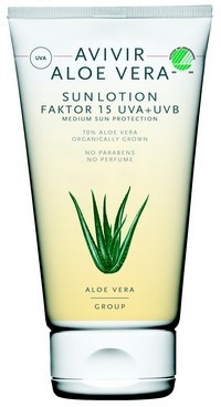 Se AVIVIR Aloe Vera Sun Lotion SPF 15 70 % - 150 ml. hos Helsegrossisten.dk