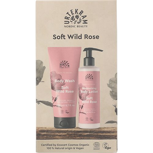 Urtekram Gaveæske Soft Wild Rose Body Lotion & Body Wash VÆRDI KR. 124,95
