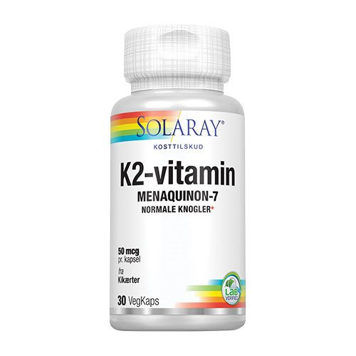 Se Solaray K2-vitamin 50 mcg - 30 kapsler hos Helsegrossisten.dk