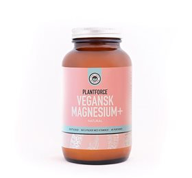 Se Magnesium+ Natural vegansk Plantforce &bull; 160g. hos Helsegrossisten.dk