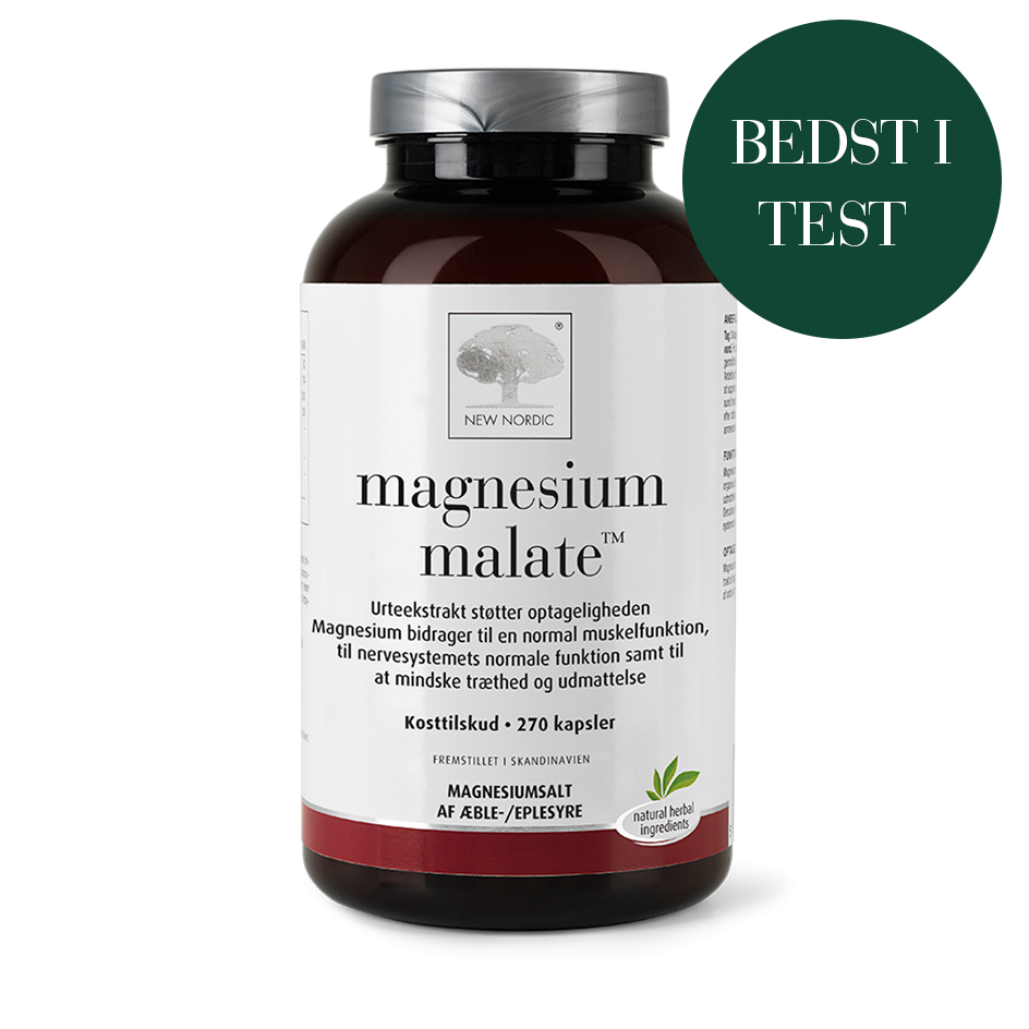 Se New Nordic Magnesium Malate 270 kapsler - køb 2 for 511,- hos Helsegrossisten.dk