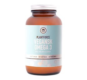 Se Plantforce Omega 3 (Vegansk EPA & DHA) - 120 kapsler hos Helsegrossisten.dk