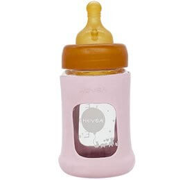 Hevea Baby Glas sutteflaske Wide Neck 150ml Powder Pink x