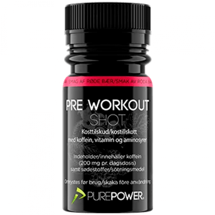 PurePower Pre Workout Shot (PWO) Røde bær 60 ml  