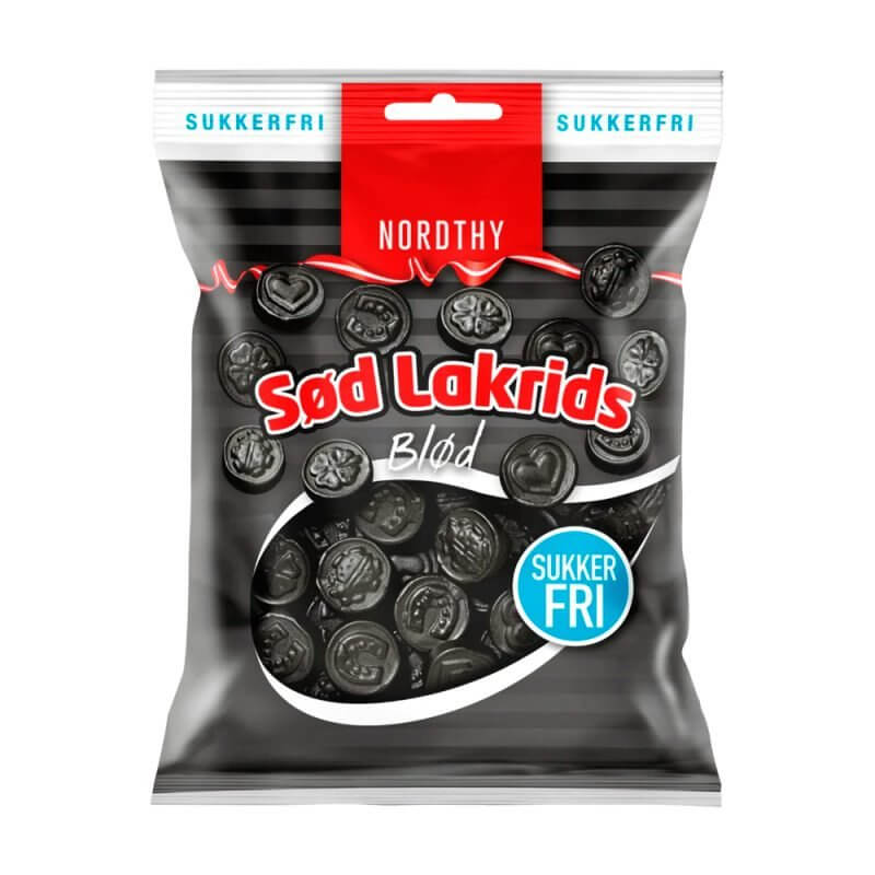 Nordthy Sukkerfri Sød Lakrids • 75g. - 3 for Kr. 49.95