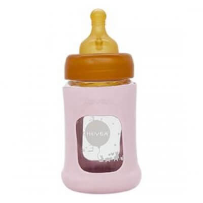 Hevea Baby Glas sutteflaske Wide Neck 150ml Powder Pink x