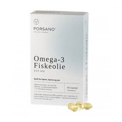 Porsano Omega-3 Fiskeolie 60 kapsler 