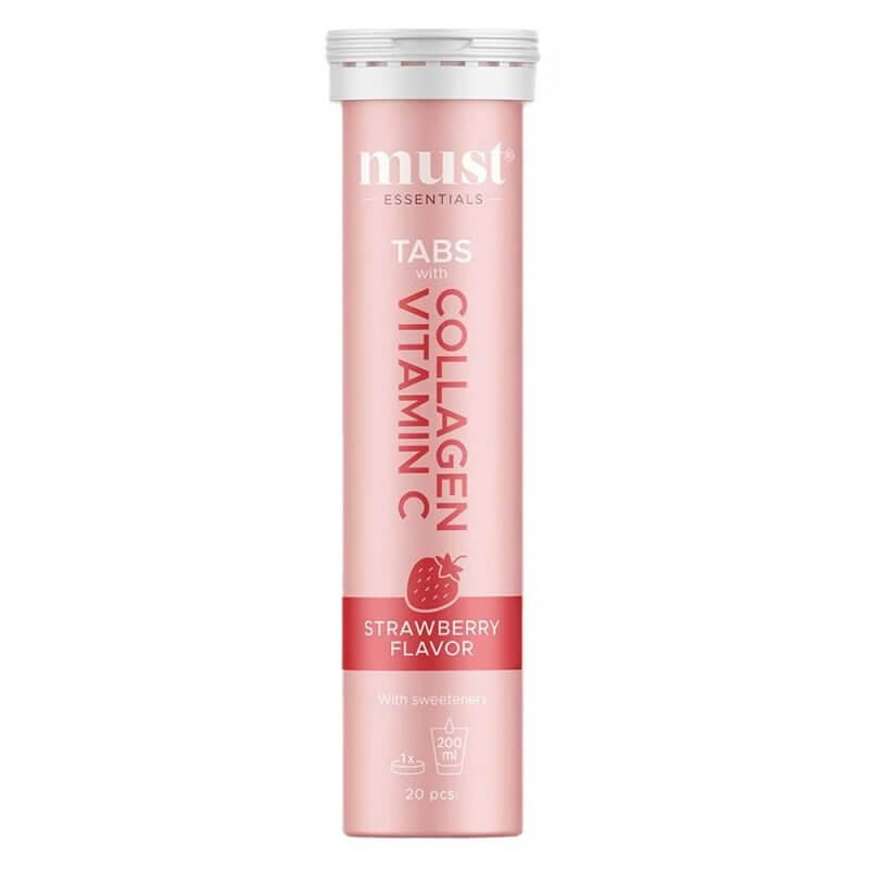 Must Essentials Collagen & Vitamin C Tabs - Strawberry 20 stk 