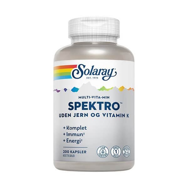 Spektro Multivitamin u. jern og K • 200 kaps.