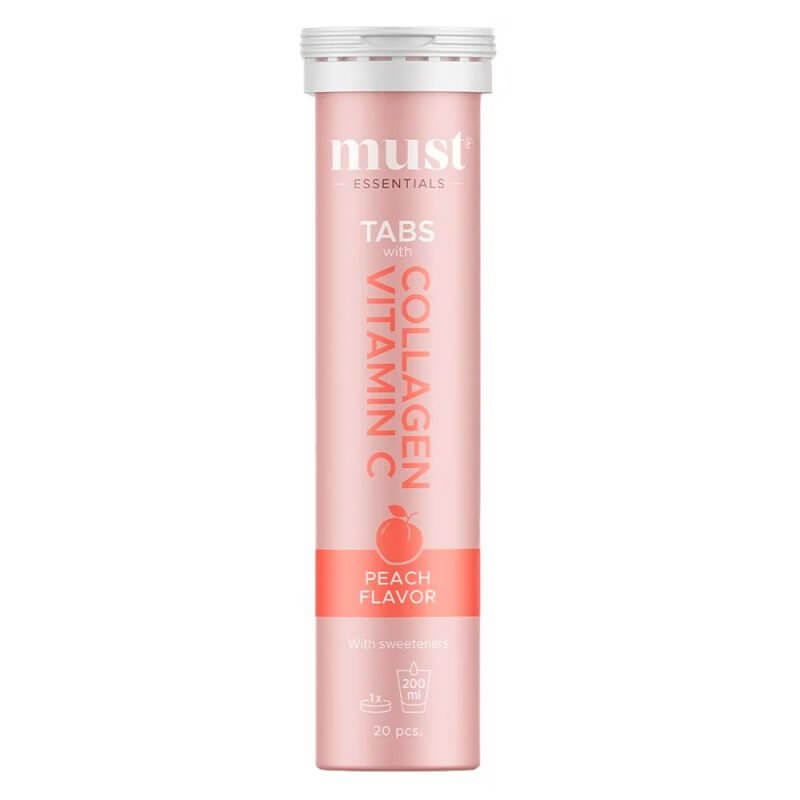 Must Essentials Collagen & Vitamin C Tabs - Peach 20 stk 