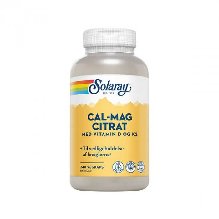 Solaray Cal-Mag Citrat m. D- og K2-vitamin 240 kaps 