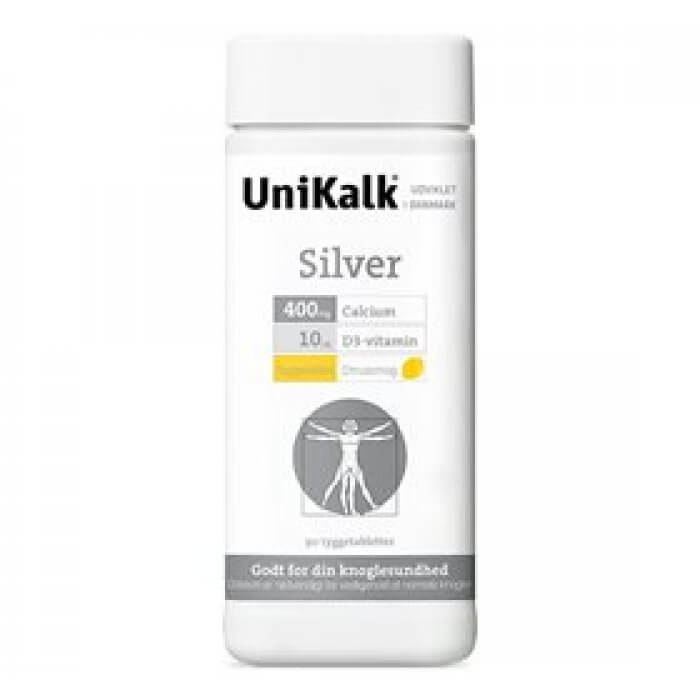 UniKalk Silver tyggetabl. m. ekstra D 90 tab.
