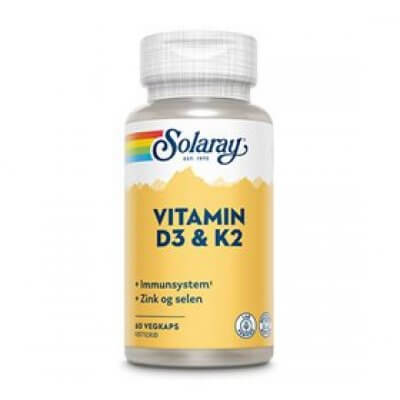 Solaray Vitamin D3 & K2 • 60 Kap.