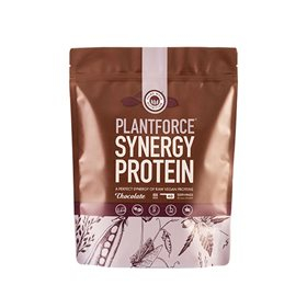 Se Plantforce Protein Synergy chocolate 800g - 3 for 675,- hos Helsegrossisten.dk