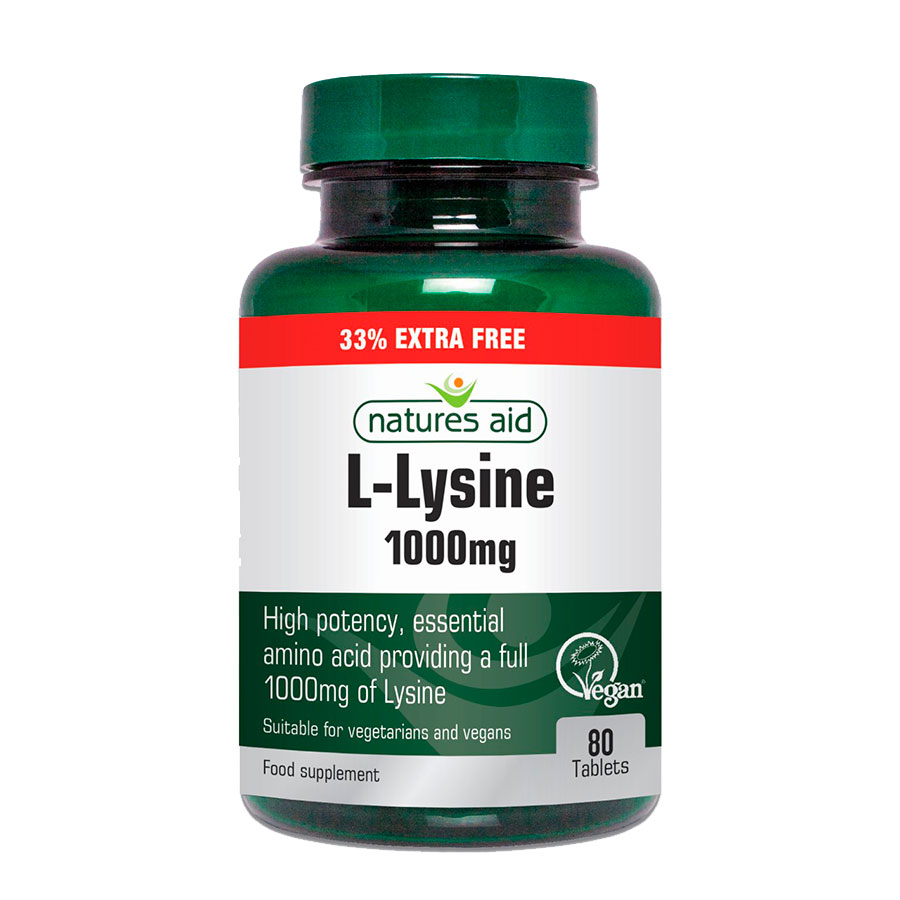 L-Lysine 1000 mg Nature Aid 80 tabletter