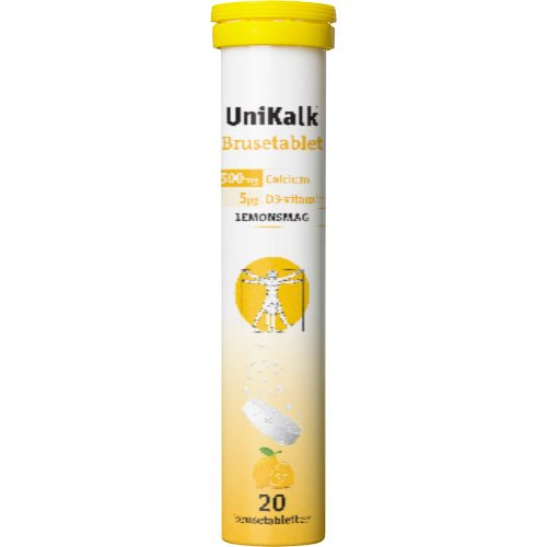 UniKalk Brusetablet m. Lemonsmag 20 tabletter